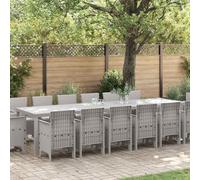 Qnhdfrt Set per sala da pranzo da giardino, 14 posti, grigio chiaro, moderno, in polyrattan, per terrazza, giardino, balcone, resistente ai raggi UV e facile da montare