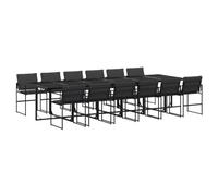 Qnhdfrt Set Pranzo da Giardino 13 pz Tavolo e Sedie Pieghevoli Nero | Design salvaspazio a cubo per terrazzo e cortile con piano in vetro temperato e cuscini sfoderabili lavabili.