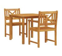 Qnhdfrt Set Pranzo da Giardino 3 Pezzi in Legno Massello di Acacia Marrone | Mobiletto esterno per terrazza e balcone composto da tavolo quadrato e 2 sedie con braccioli per pranzi all'aperto.