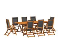 Qnhdfrt Set Pranzo da Giardino 9 pz Tavolo Allungabile e 8 Sedie Acacia | Set da pranzo per esterno in legno di acacia massello per giardino o terrazzo con tavolo allungabile e foratura ombrellone.