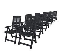 Qnhdfrt Set Pranzo Giardino 11 Pezzi Tavolo e Sedie Plastica Antracite | Ideale per terrazzo, patio e campeggio, include un grande tavolo con foro ombrellone e dieci sedie pieghevoli e reclinabili.