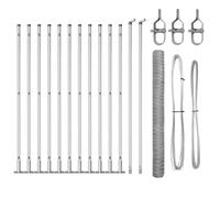 Qnhdfrt Set Recinzione Rete Metallica con 13 Pali 25x1,5 m Argento