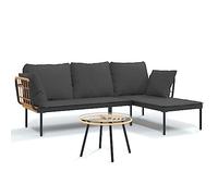 Qnhdfrt Set Salotto da Giardino 3pz Divano Angolare Rattan Antracite