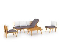Qnhdfrt Set Salotto da Giardino 4 Pz Divani in Legno Massello Acacia