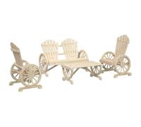 Qnhdfrt Set Salotto da Giardino 4 pz in Legno Massello Abete Adirondack | Set completo da esterno per patio e giardino con panca 2 posti, 2 sedie ergonomiche e tavolino in abete massello.