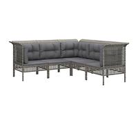 Qnhdfrt Set Salotto da Giardino 5 pz in Rattan PE con Cuscini Grigio | Ideale per terrazza e balcone, questo set modulare grigio offre sedute comode per vivere al meglio ogni spazio esterno.