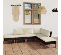 Qnhdfrt Set salotto da giardino, 6 pezzi, in rattan sintetico, nero, con cuscino, per balcone, terrazza, giardino