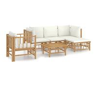 Qnhdfrt Set Salotto da Giardino 6pz in Bambù con Cuscini Bianco Crema | Modularità flessibile per patio e terrazzo con struttura in bambù naturale e morbidi cuscini per relax all aria aperta.