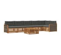 Qnhdfrt Set Salotto da Giardino 7 pz in Legno di Acacia con Cuscini | Struttura modulare componibile con sedute accoglienti per arredare il cortile, la terrazza o il giardino esterno.