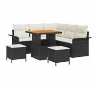 Qnhdfrt Set Salotto da Giardino 8 Pezzi Divano da Esterno Nero Crema | Arredo modulare per terrazzo, patio o veranda con vani contenitori integrati e cuscini imbottiti inclusi.