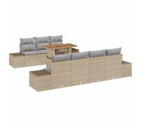 Qnhdfrt Set Salotto da Giardino 8 Pezzi Modulare in Poly Rattan Beige | Arredo componibile per terrazza con vani integrati salvaspazio e cuscini confortevoli per sette posti a sedere.