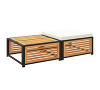 Qnhdfrt Set Tavolo e Sgabello da Giardino in Legno Massello di Acacia | Set modulare per terrazzo e balcone con cuscino sfoderabile e piano a doghe per favorire la ventilazione.