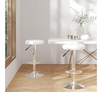 Qnhdfrt Sgabello da bar bianco regolabile in altezza in ecopelle con struttura in acciaio cromato, 31 x 58-78 cm, comodo e stabile con molla a gas per cucina bar ed esterni