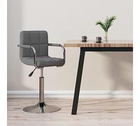 Qnhdfrt Sgabello da bar, grigio chiaro, sedia girevole regolabile in altezza, con molla a gas e rotazione a 360 gradi, rivestimento in tessuto morbido e struttura in acciaio cromato per cucina, bar ed