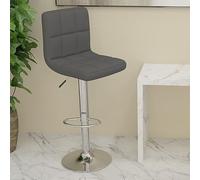 Qnhdfrt Sgabello da bar grigio scuro, sgabello girevole regolabile in altezza con molla a gas e poggiapiedi, rivestimento in tessuto morbido e struttura in acciaio cromato, 40 x 47 x 90-111 cm