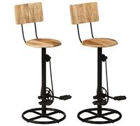 Qnhdfrt Sgabello da bar in legno massello mango e ferro, sedie da bar classiche con schienale e design a pedale per bicicletta, 44 x 44 x 112 cm, marrone e nero, stabile e durevole per cucina, sala da