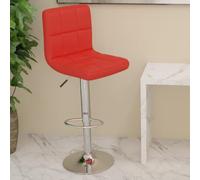Qnhdfrt Sgabello da bar rosso regolabile in altezza con molla a gas, sgabello girevole a 360° in ecopelle e acciaio cromato, comodo e stabile per cucina, bar ed esterni