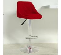 Qnhdfrt Sgabello da bar rosso vinaccia, in velluto regolabile in altezza, con molla a gas e poggiapiedi, girevole a 360°, struttura in acciaio cromato, per cucina, bar ed esterni, 46 x 44 x 82-103 cm