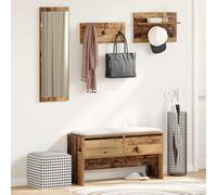 Qnhdfrt Sgabello portaoggetti con specchio 90 x 31 x 46,5 cm in legno Panca rustica con spazio per corridoio, camera da letto e soggiorno