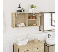 Qnhdfrt Sonoma - Armadio da parete in legno di rovere 80 x 25 x 40 cm, sottile con molla a gas per bagno, cucina, soggiorno