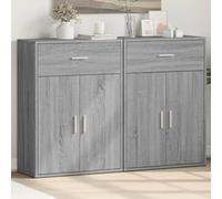 Qnhdfrt Sonoma - Credenza 2 pezzi, colore grigio, 60 x 30 x 84 cm, per soggiorno, cucina, corridoio, design alla moda, robusto e pratico