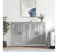 Qnhdfrt Sonoma - Set di 2 armadi da parete, 69,5 x 34 x 90 cm, in legno con manico in alluminio, moderna credenza per Living Room, cucina, corridoio o armadietto