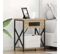 Qnhdfrt Sonoma - Set di 2 comodini in rovere 41 x 31 x 51 cm, con stazione di ricarica e scaffale, moderna credenza per camera da letto, soggiorno, corridoio