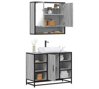 Qnhdfrt Sonoma - Set di 2 mobili da bagno, 80 x 33 x 60 cm, con armadietto a specchio, 65 x 20 x 60 cm, design moderno, per bagno, WC, ospiti, WC