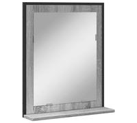 Qnhdfrt Specchio Bagno con Ripiano Grigio Sonoma 50x12x60 cm | Specchiera da parete rettangolare per toilette e ingresso, dotata di base d'appoggio per ottimizzare lo spazio.