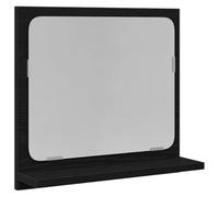 Qnhdfrt Specchio da Bagno con Mensola Rovere Nero 40x10,5x37 cm | Ideale per bagno e ingresso, questo specchio da parete in legno multistrato ottimizza lo spazio grazie al pratico ripiano.