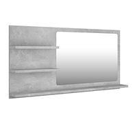 Qnhdfrt Specchio da bagno grigio cemento, 90 x 10,5 x 45 cm, moderno specchio da parete con 3 ripiani in legno e acrilico, elegante specchio sospeso per bagno, corridoio e WC degli ospiti