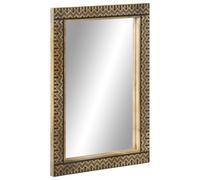 Qnhdfrt Specchio da bagno in legno massello mango 50 x 70 cm nero con vetro trasparente per montaggio a parete specchio per bagno e piccoli spazi