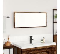Qnhdfrt Specchio da bagno rustico, effetto legno, rettangolare, marrone, 90 x 37 cm, finitura resistente alle intemperie, per mobili da bagno, montaggio a parete