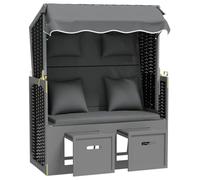 Qnhdfrt Strandkorb Sedia a Sdraio in Polyrattan e Legno Grigio