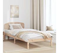 Qnhdfrt Struttura letto 100 x 200 cm in legno massello di pino con testiera, letto a piattaforma, design moderno, spazio sotto il letto, letto singolo per camera da letto