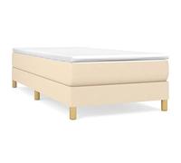 Qnhdfrt Struttura Letto 100x200 cm Crema in Tessuto per Camera da Letto | Base per materasso 100x200 cm in tessuto crema con doghe in compensato e gambe robuste per la camera da letto.