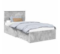 Qnhdfrt Struttura Letto 100x200 cm Grigio Cemento con Cassetto e Testiera