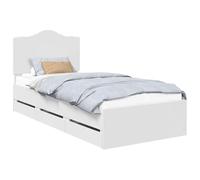 Qnhdfrt Struttura Letto 100x200cm con Testiera e Cassetti Bianco Legno | Design moderno in legno ingegnerizzato con 6 cassetti salvaspazio integrati, ideale per ordinare la camera da letto.