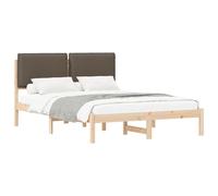 Qnhdfrt Struttura Letto 120x190 cm in Legno di Pino con Testiera Talpa | Base per letto una piazza e mezza in legno massello con cuscino imbottito lavabile per la camera da letto moderna.