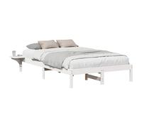 Qnhdfrt Struttura Letto 120x190 cm in Legno Massello di Pino Bianco | Base per materasso una piazza e mezza con doghe incluse, ideale per arredare la camera da letto moderna.