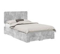 Qnhdfrt Struttura Letto 120x200 cm con Cassetti e Testiera Grigio Cemento | Ideale per la camera da letto moderna, offre ampio spazio contenitore e struttura in legno ingegnerizzato resistente.