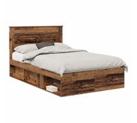Qnhdfrt Struttura Letto 120x200 cm con Doghe e Testiera Legno Vecchio | Rete a doghe integrate e testiera in pino massello per camera da letto principale o stanza degli ospiti. Portata 200 kg.