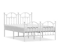Qnhdfrt Struttura Letto 120x200 cm Metallo Bianco con Testiera | Rete una piazza e mezza in acciaio con doghe integrate, gambe centrali e spazio inferiore di 27 cm per camera da letto.