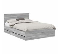 Qnhdfrt Struttura Letto 140x200 cm Grigio Sonoma con Cassetti e Testiera | Base letto matrimoniale in legno ingegnerizzato grigio sonoma con 6 cassetti integrati per la camera da letto.