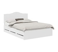 Qnhdfrt Struttura Letto 160x200 cm Bianco Legno Ingegnerizzato | Letto moderno per camera da letto con 6 cassetti a scomparsa, testiera integrata e doghe stabili per un riposo ordinato.