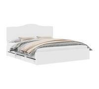 Qnhdfrt Struttura Letto 180x200 Bianco Legno Ingegnerizzato 6 Cassetti | Letto moderno con 6 cassetti per camera da letto: testiera inclusa, telaio robusto e supporto fisso a doghe integrato.