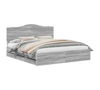 Qnhdfrt Struttura Letto 200x200 cm con 6 Cassetti Grigio Sonoma | Design moderno per camera da letto con cassetti nascosti salvaspazio e testiera integrata in legno ingegnerizzato.