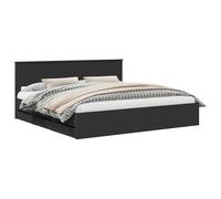 Qnhdfrt Struttura Letto 200x200 cm con Testiera e 6 Cassetti Nero | Mobile per camera da letto con doghe stabili in legno ingegnerizzato, supporto fisso e montaggio a parete incluso.