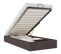 Qnhdfrt Struttura Letto 90x190 cm Contenitore Tessuto Marrone | Ottimizza la camera da letto con un vano salvaspazio idraulico sotto le doghe robuste per materasso singolo 90x190.