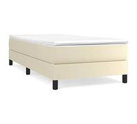 Qnhdfrt Struttura Letto a Molle 100x200 cm in Similpelle Crema | Gambe solide e doghe in compensato offrono elevata stabilita e supporto per la camera da letto. Facile da pulire.